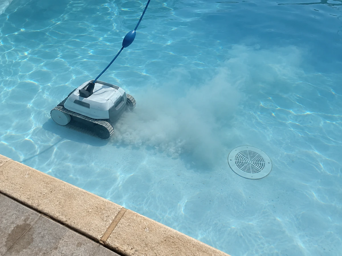 Eau qui devient laiteuse à chaque passage du robot : photo